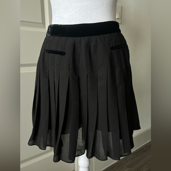 Maje Black Mini silk Skater Skirt - Picture 2 of 7